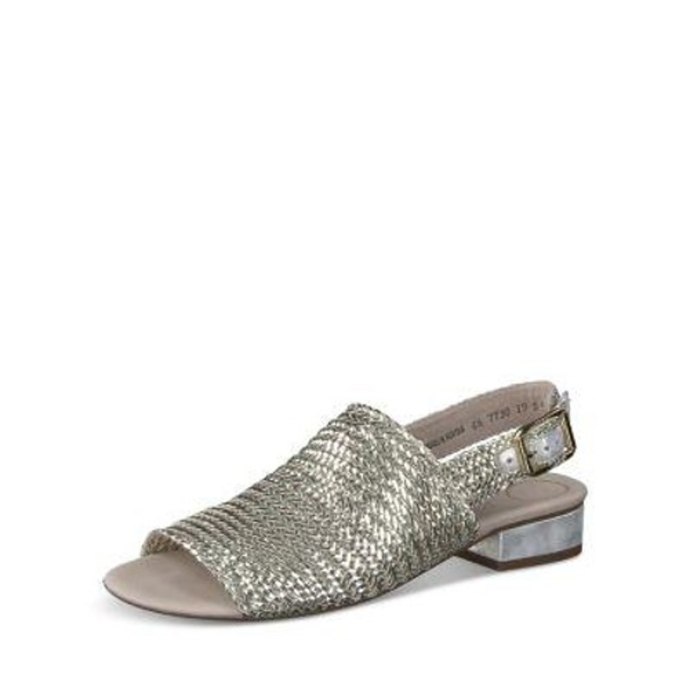 Paul Green Helena Metallic Gold‎ Woven Slingback Sandals Super Soft 6.5